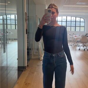 Reformation Black Long Sleeve Top